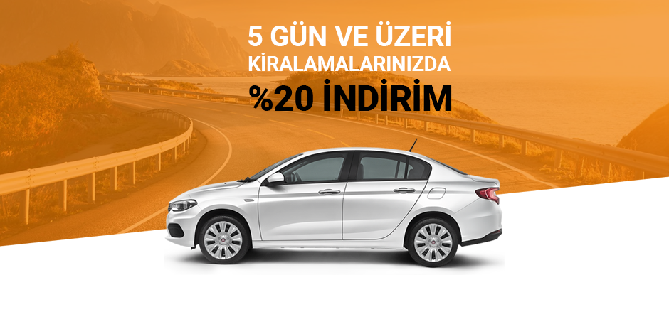 5 Gün ve üzeri kiralamalarda 20% indirim